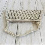 White Faux Pearl Bridal Bag Vintage Silver Photo 2