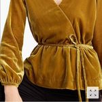J.Crew NEW Faux-wrap top in Vintage Gold velvet Womens Size 0 Long Sleeve Photo 4