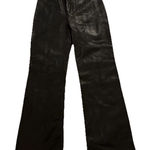 Banana Republic Womens Genuine Black Leather Wide Leg Lined Dress Pants Size 4 Photo 0