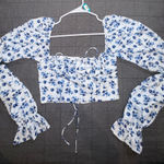 Floral Blue and White Women's Top Photo 0