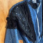 Vintage 1980s Jaxie’s Zip Up Lace Embellished Long Sleeve Jean Jumpsuit Sz L Blue Size L Photo 4