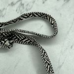 Gold Tone Hammered Metal Chain Link with Woven Tie Necklace Black Photo 3