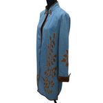 VTG Isabella's Journey Blue Jean Denim Jacket/Coat Faux‎ Suede Long Sleeve S Photo 1