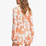 Roxy NWT  Womens New Morning Air Tropical Print Bell Sleeve Romper - Size: XL Photo 10