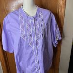 Bob Mackie  Purple Short Sleeve Button Down Shirt wearable art size 3x Photo 6
