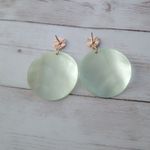 Vintage Stud Earrings Large Green Shell Dangle Statement Beach Photo 3