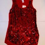 Design History red sequin sleeveless tee shirt top. Size Medium. NWT. Photo 0