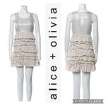 Alice + Olivia sequenced Cream Silk ruffled sleevless dress size small Photo 1