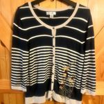 cj banks Women's Size 2X Button Cardigan Sweater Green Embroidered Flowers Photo 0