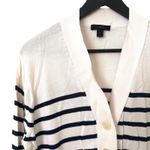 J.Crew Striped Cropped Button Front Cardigan White Navy X-Large Photo 3