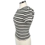 Urban Outfitters  Striped Knit Slim Short Sleeve Top Black White Size Small Photo 2