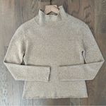 TSE 100% Cashmere Classic Knit Funnel Neck Sweater Tan and White Melange Small Photo 1