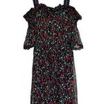 The Kooples  Off Shoulder Black Rose Print Dress Elastic Waist Women’s Size 2 Photo 0