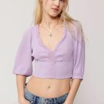 Urban Outfitters Outfiiters Ramsey Lace-Trim Blouse NWT Size S - Lilac Photo 3