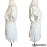 Alice + Olivia Keela White Dress Mini Fit Flare V-Neck Smocked Button Up Size 6 Photo 8