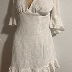 Sky to Moon‎ White Plunge Neck Bell Sleeve Mini Dress Size M Photo 0