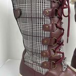 NWT Solene Womens Black Plaid Fur Trim Lace Up Mid Calf Boots US 9 Size 10 Photo 3