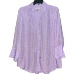 Coldwater Creek Top Womens Medium Purple Crinkle Button Up Collared Blouse Photo 0
