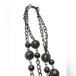 Filigree Ball Bead Necklace Silver Double Strand 18*19 inch Photo 2