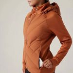 Athleta Inlet Athletic Hooded Workout Jacket stretch Sienna Brown Medium XXS NWT Photo 3
