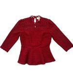 Moulinette Soeurs  Anthropologie Red Lace Peplum Blouse size 2 Photo 1