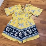 Trixxi Floral Geo Print Kimono Sleeve Surplice Neckline Wide Leg Romper Large Photo 2