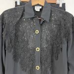 RM Richards Karen Kwong Womens Pant Set Size 8P Evening Formal Lace Vintage Glam Black Photo 1