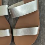 J.Crew  Malta metallic silver 2 strap leather flat slide sandal size 7 Photo 3