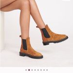 Staud Dutch Chelsea Boots Brown Suede with White Stitching Size 9 Photo 1