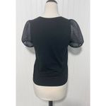 Madewell Striped Sheer Puff Sleeve Knit T-Shirt Crewneck Short Sleeve Black XS Photo 7