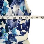 ANGL Mini Dress Women S White Blue Floral Plunge V Neck Pleated Fit Flare Skater Photo 7