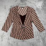 Cocomo Retro Circle Print Top Womens‎ Large Pink Brown Geometric Y2K Ring Detail Photo 1