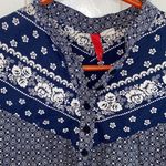 H&M  3/4 Sleeve Western/Indian Print Top EUC Sz 8 Cotton Blue White Floral Photo 1