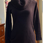 Calvin Klein  black cotton cowl neck sweater size S crochet neck and wrists Photo 0