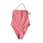 Jessica Simpson Geranium Petal Pink Eyelet Halter One Piece Swimsuit Bathing Sui Photo 1