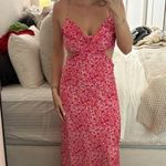 ASTR  The Label Colette Midi Dress Floral Satin Cut-Out Photo 0