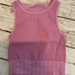 ZARA  Pink Ribbed Crop Stretchy Tank Top Size Large Photo 0