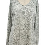Peruvian Connection ‎ Sage Green Gray Mandala Floral Print Long Sleeve Tee Large Photo 0