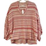 Lou & grey NWT Red Vastra Dobby Stripe Pullover V-neck Tunic Small Photo 0