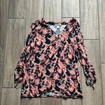 Dress Barn  Ruffled Pink and Black 3/4 Sleeve Blouse Photo 0