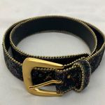Black and Gold with multicolored glitter floral print Women's Belt size small Photo 0
