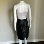Vintage Black Leather High Rise Skirt With Back Slit Size 6 Photo 4
