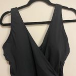 Lands' End  Swimsuit One Piece Wrap Front Tie V-Neck Black Size 14L Long Torso Photo 1