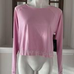 Bebe Sport Pink Cloud Cropped Long Sleeve Top Tee Size L NWT Photo 1