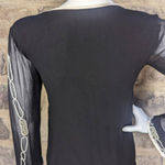 KARMA Pink Tunic Blouse Black‎ White Beaded Rhinestone Woman's Size Small Black Photo 7