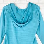 Calvin Klein Calvin‎ Klein Performance Teal Striped Ruched Front Long Sleeve Hoodie Medium Photo 13