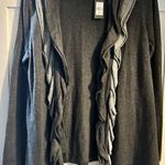 Daisy Fuentes  Women's Gray Knit Ruffle Accent Open Cardigan size XL NWT Photo 0