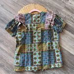 Carolina K bella ruffled blouse hemp cotton blend women’s size XS‎ Green Photo 8