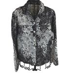 Black & White Floral Sequined Unique Handmade Demim Jacket LA Blend Size Medium Photo 1