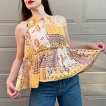 Rachel Zoe Bohemian Frilly High Neck Open Back Keyhole Blouse Top Medium Photo 4